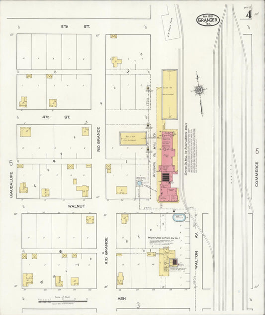 Sanborn Fire Insurance Map from Granger, Williamson County, Texas (1921), Sheet #0004 - Historic Sanborn Fire Insurance Map Print, vintage old map wall art, antique decor, genealogy gift, Texas Texas map