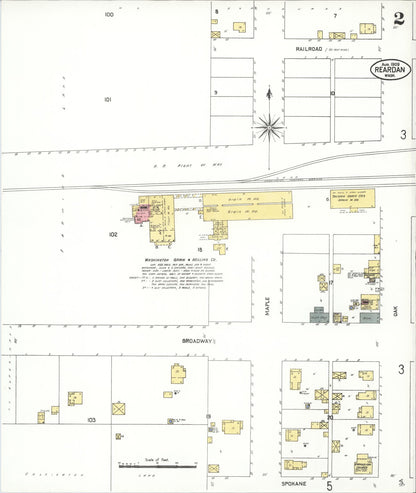 Sanborn Fire Insurance Map from Reardan, Lincoln County, Washington (1909), Sheet #0002 - Complete Map Set gallery image, historic Sanborn map, vintage wall art, Washington Washington