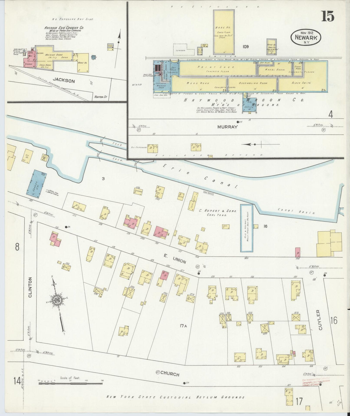 Sanborn Fire Insurance Map from Newark, Wayne County, New York (1912), Sheet #0015 - Historic Sanborn Fire Insurance Map Print, vintage old map wall art, antique decor, genealogy gift, New York New York map