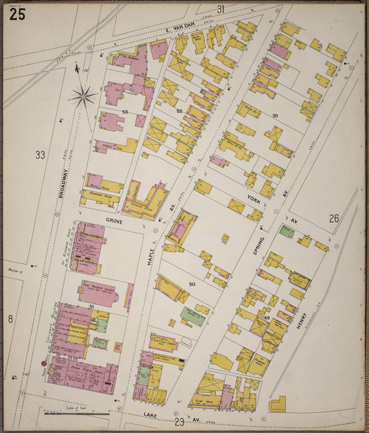 Sanborn Fire Insurance Map from Saratoga, Saratoga County, New York (1900), Sheet #0025 - Historic Sanborn Fire Insurance Map Print, vintage old map wall art, antique decor, genealogy gift, New York New York map