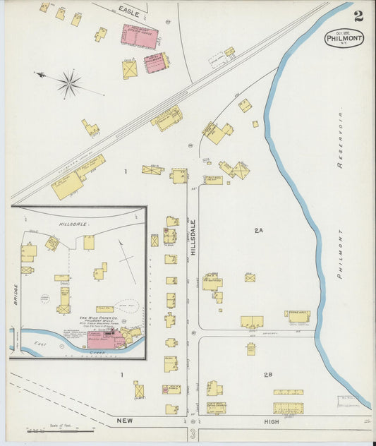 Sanborn Fire Insurance Map from Philmont, Columbia County, New York (1892), Sheet #0002 - Historic Sanborn Fire Insurance Map Print, vintage old map wall art, antique decor, genealogy gift, New York New York map
