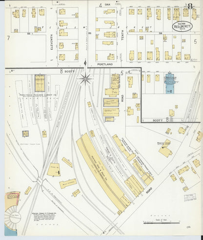Sanborn Fire Insurance Map from Red Jacket, Houghton County, Michigan (1908), Sheet #0008 - Historic Sanborn Fire Insurance Map Print, vintage old map wall art, antique decor, genealogy gift, Michigan Michigan map