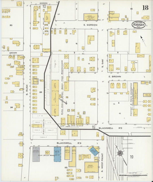 Sanborn Fire Insurance Map from Ranger, Eastland County, Texas (1920), Sheet #0018 - Historic Sanborn Fire Insurance Map Print, vintage old map wall art, antique decor, genealogy gift, Texas Texas map