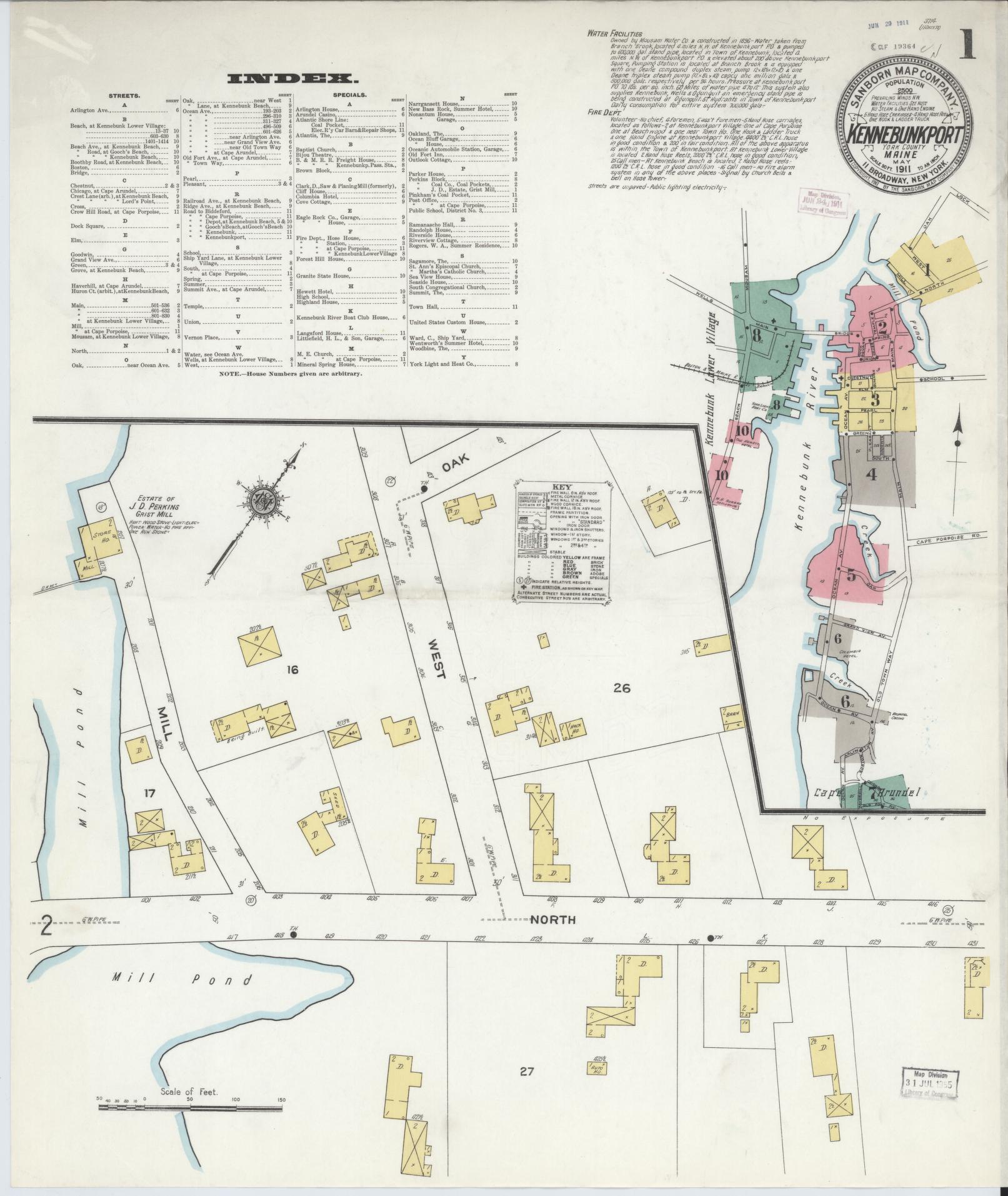 Sanborn Fire Insurance Map from Kennebunkport, York County, Maine. (1911) – Historic Sanborn Fire Insurance Map Print