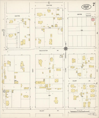 Sanborn Fire Insurance Map from Baker, Baker County, Oregon (1911), Sheet #0007 - Complete Map Set gallery image, historic Sanborn map, vintage wall art, Oregon Oregon
