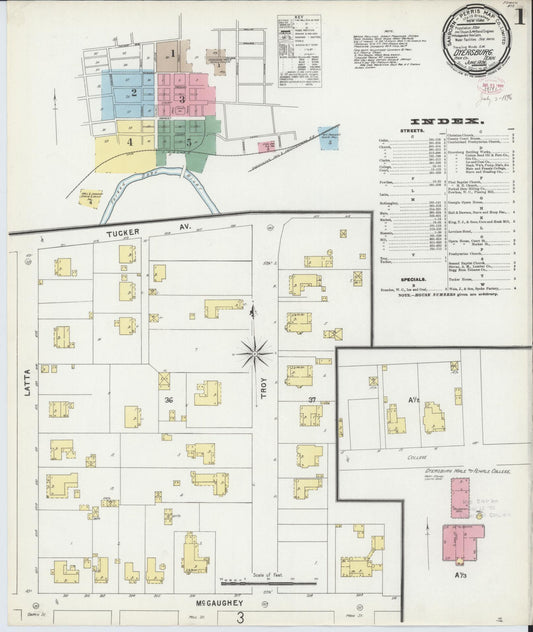 Sanborn Fire Insurance Map from Dyersburg, Dyer County, Tennessee (1896), Sheet #0001 - Complete Map Set gallery image, historic Sanborn map, vintage wall art, Tennessee Tennessee