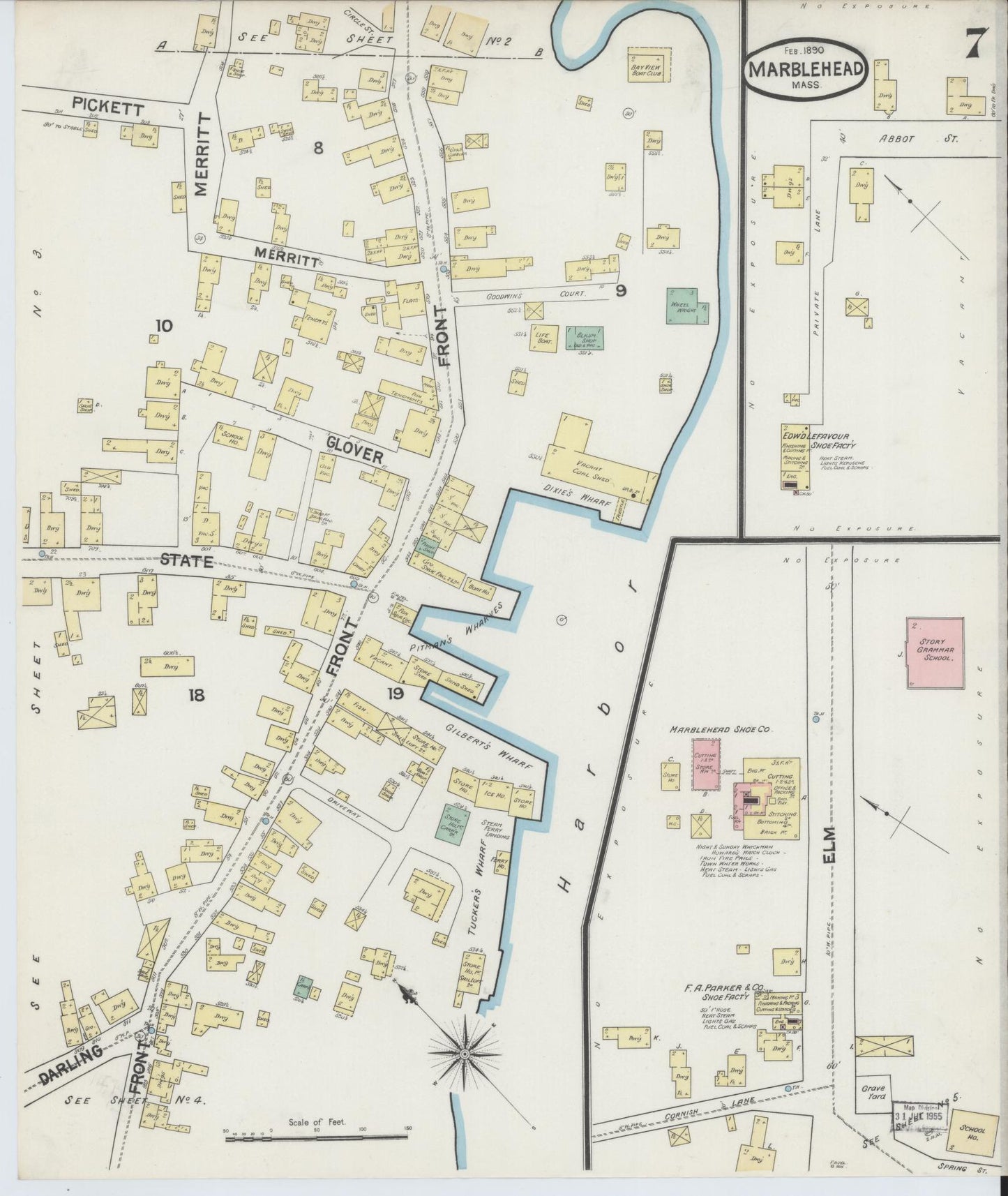 Sanborn Fire Insurance Map from Marblehead, Essex County, Massachusetts (1890), Sheet #0007 - Complete Map Set gallery image, historic Sanborn map, vintage wall art, Massachusetts Massachusetts