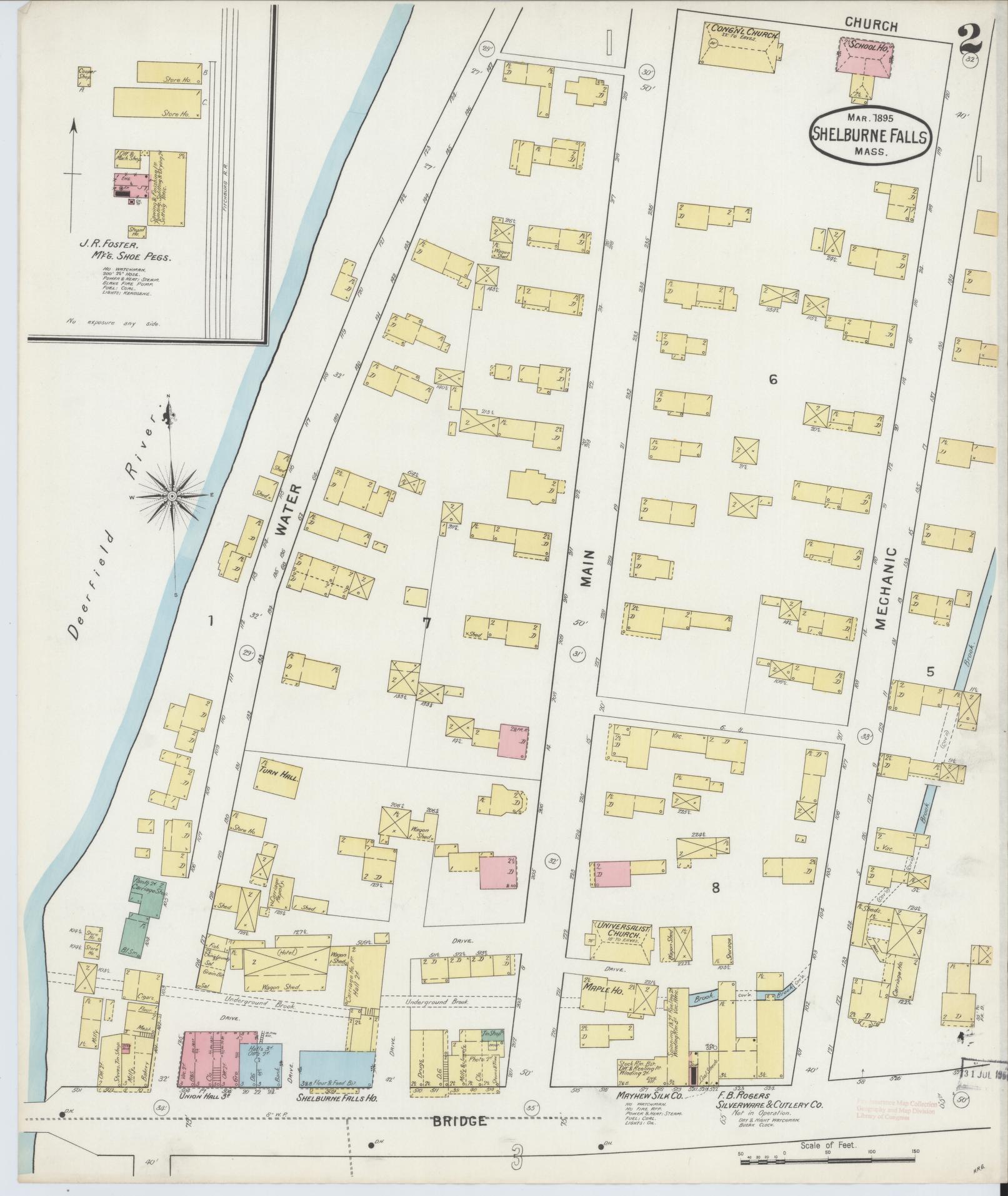 Sanborn Fire Insurance Map from Shelburne Falls, Franklin County, Massachusetts (1895), Sheet #0002 - Complete Map Set gallery image, historic Sanborn map, vintage wall art, Massachusetts Massachusetts