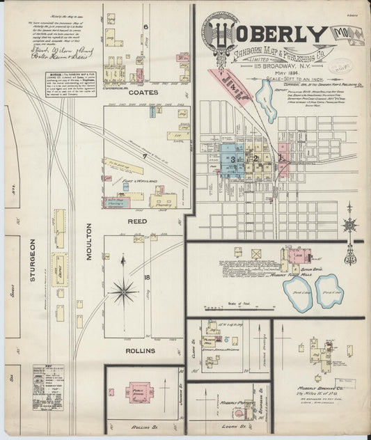 Sanborn Fire Insurance Map from Moberly, Randolph County, Missouri (1884), Sheet #0001 - Complete Map Set gallery image, historic Sanborn map, vintage wall art, Missouri Missouri