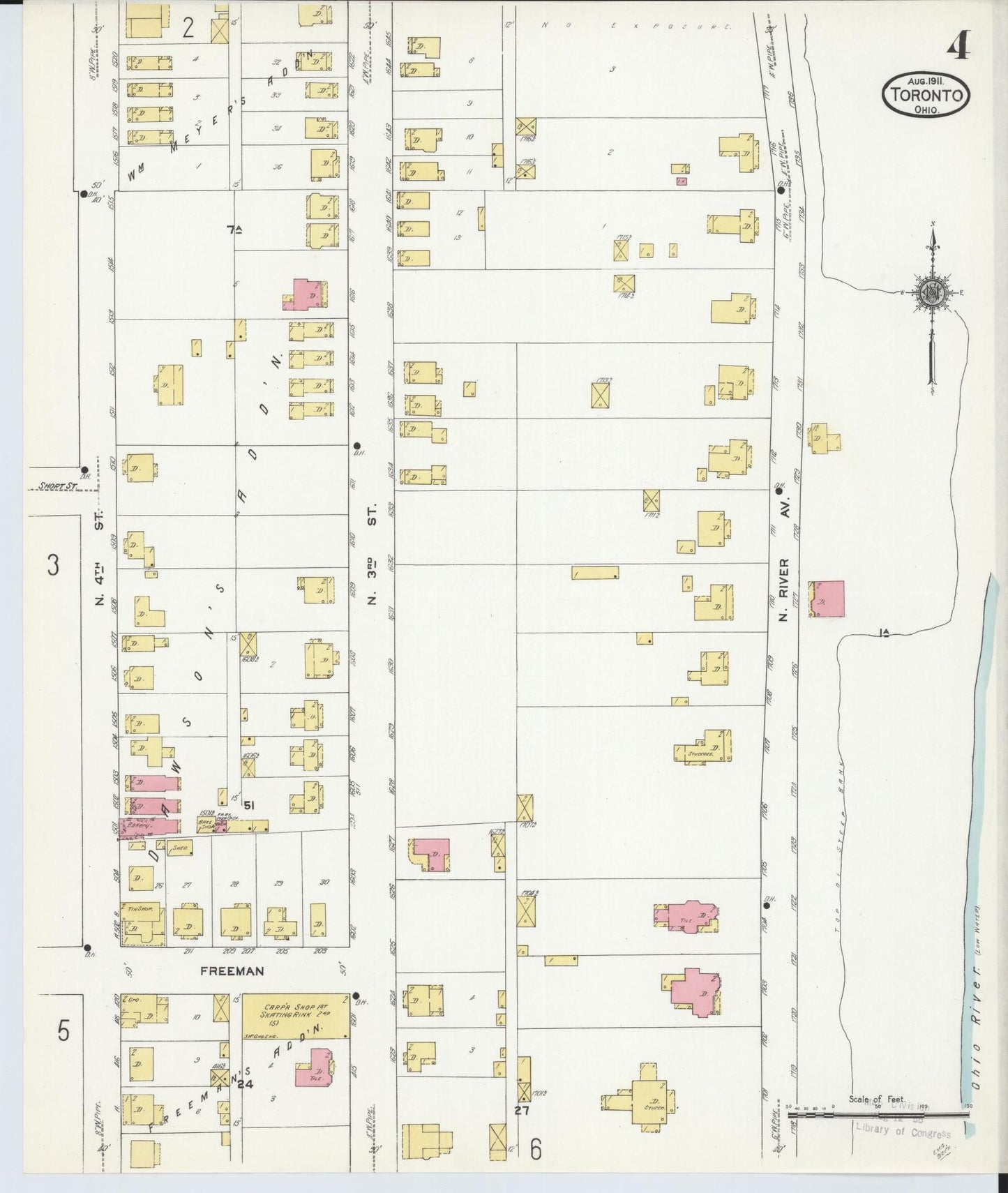 Sanborn Fire Insurance Map from Toronto, Jefferson County, Ohio (1911), Sheet #0004 - Complete Map Set gallery image, historic Sanborn map, vintage wall art, Ohio Ohio