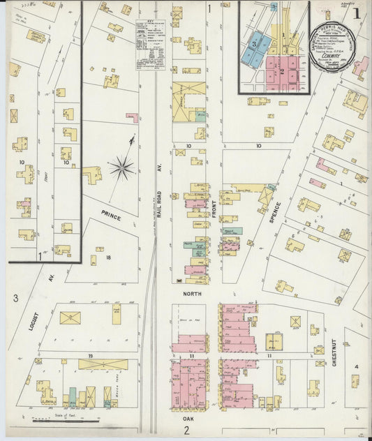 Sanborn Fire Insurance Map from Conway, Faulkner County, Arkansas (1897), Sheet #0001 - Historic Sanborn Fire Insurance Map Print, vintage old map wall art, antique decor, genealogy gift, Arkansas Arkansas map