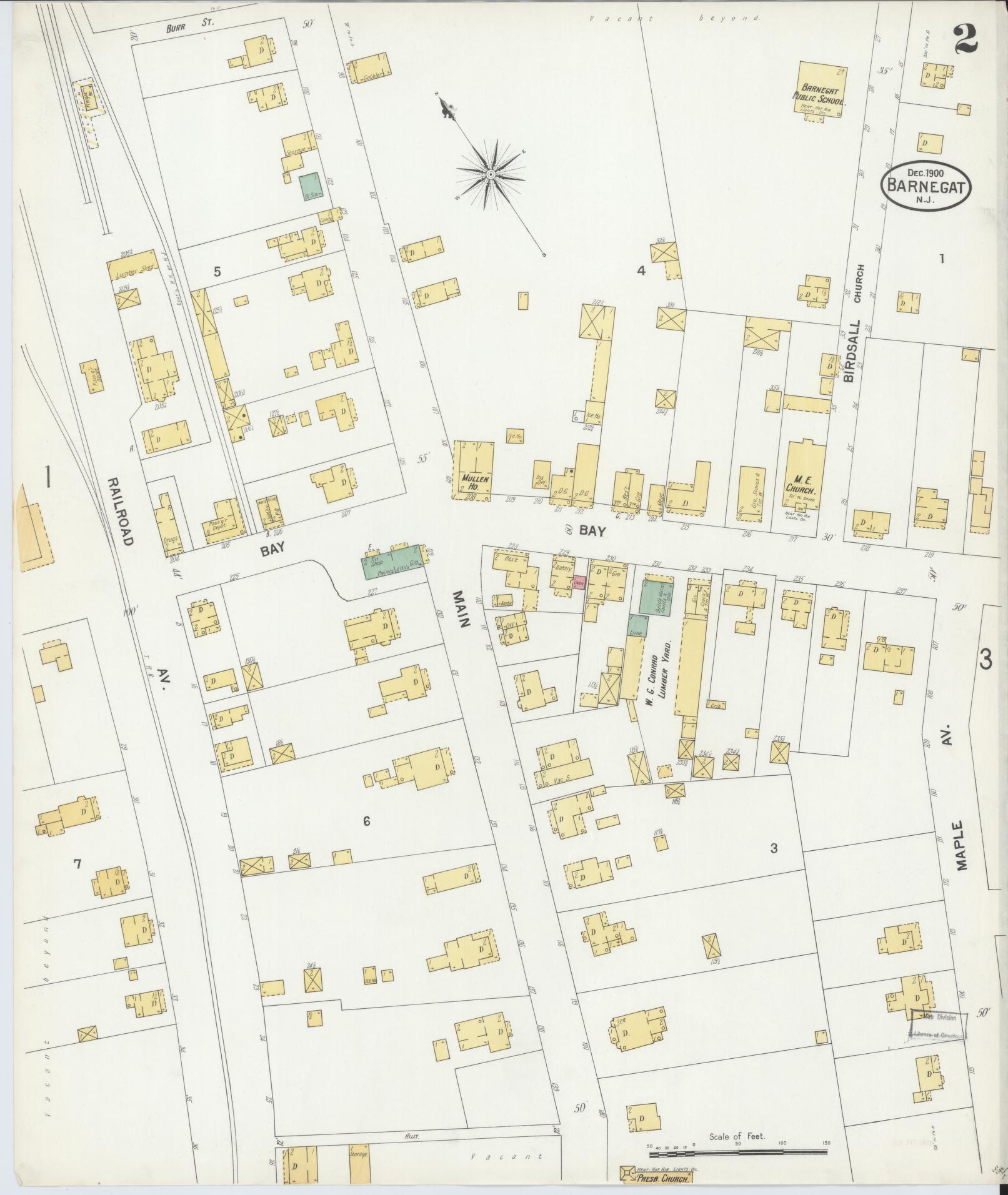 Sanborn Fire Insurance Map from Barnegat, Ocean County, New Jersey (1900), Sheet #0002 - Complete Map Set gallery image, historic Sanborn map, vintage wall art, New Jersey New Jersey