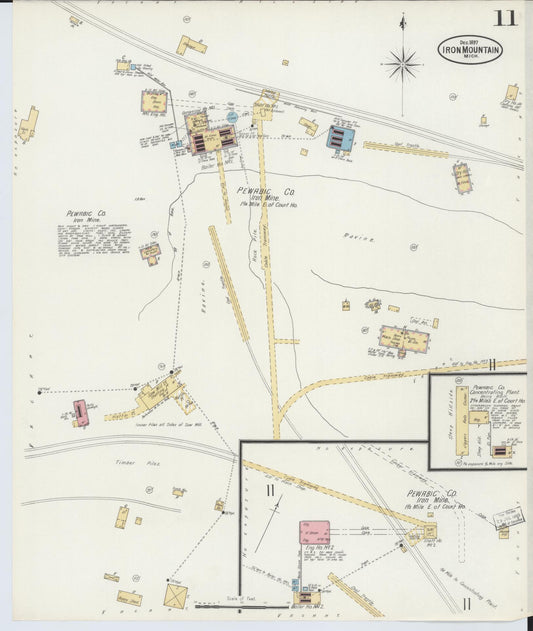 Sanborn Fire Insurance Map from Iron Mountain, Dickinson County, Michigan (1897), Sheet #0011 - Historic Sanborn Fire Insurance Map Print, vintage old map wall art, antique decor, genealogy gift, Michigan Michigan map
