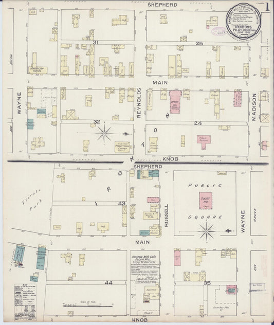 Sanborn Fire Insurance Map from Ironton, Iron County, Missouri (1886), Sheet #0001 - Historic Sanborn Fire Insurance Map Print, vintage old map wall art, antique decor, genealogy gift, Missouri Missouri map