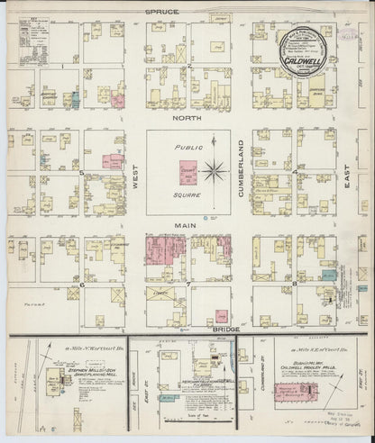 Sanborn Fire Insurance Map from Caldwell, Noble County, Ohio (1885), Sheet #0001 - Historic Sanborn Fire Insurance Map Print, vintage old map wall art, antique decor, genealogy gift, Ohio Ohio map