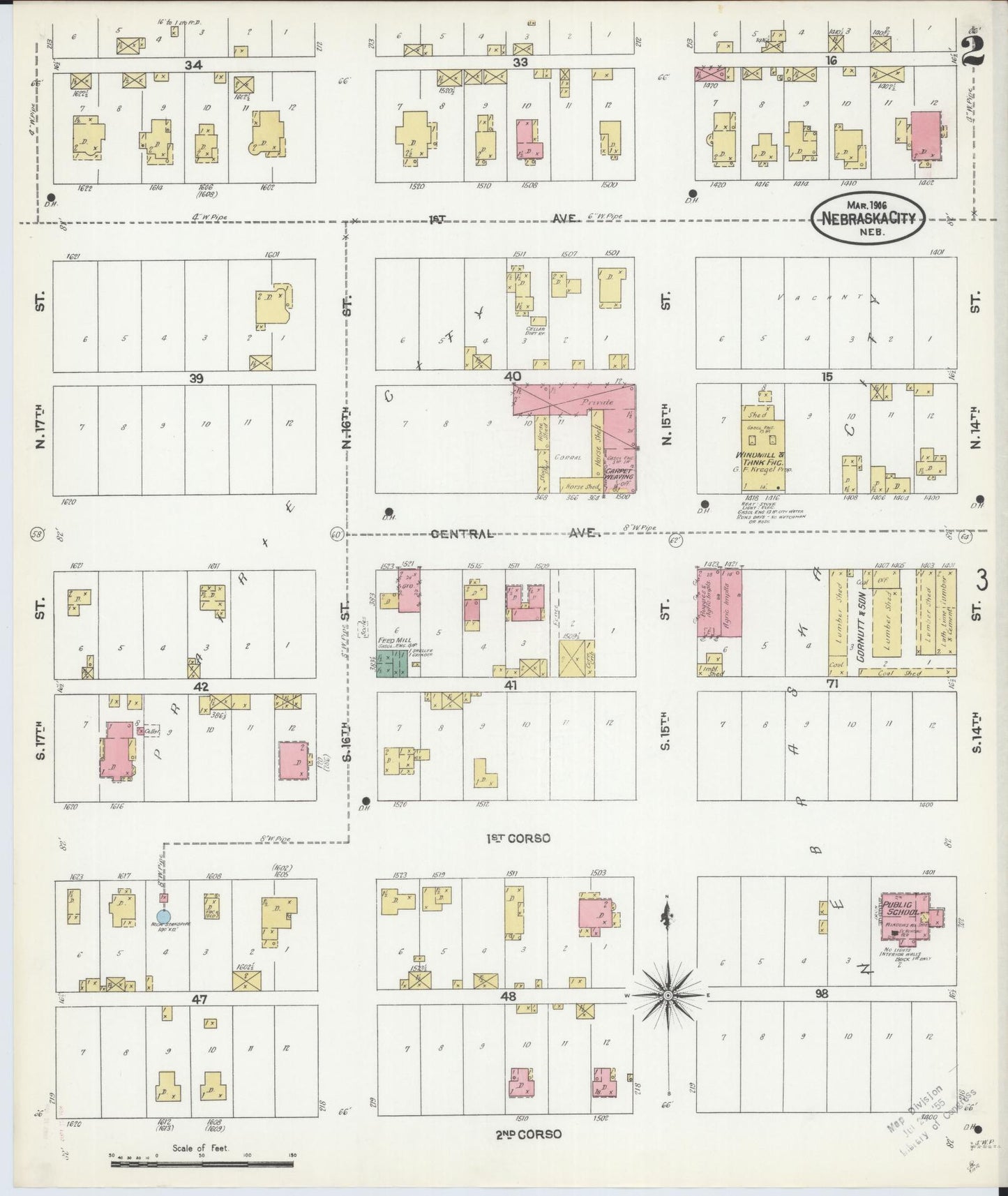 Sanborn Fire Insurance Map from Nebraska City, Otoe County, Nebraska (1906), Sheet #0002 - Complete Map Set gallery image, historic Sanborn map, vintage wall art, Nebraska Nebraska