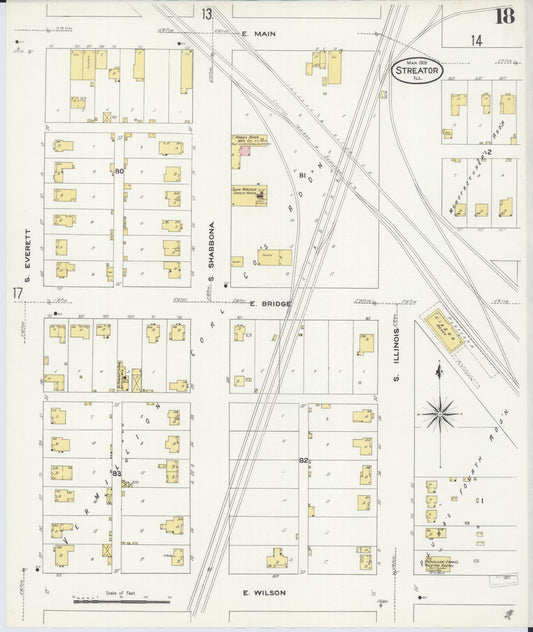 Sanborn Fire Insurance Map from Streator, La Salle County, Illinois (1909), Sheet #0018 - Historic Sanborn Fire Insurance Map Print, vintage old map wall art, antique decor, genealogy gift, Illinois Illinois map
