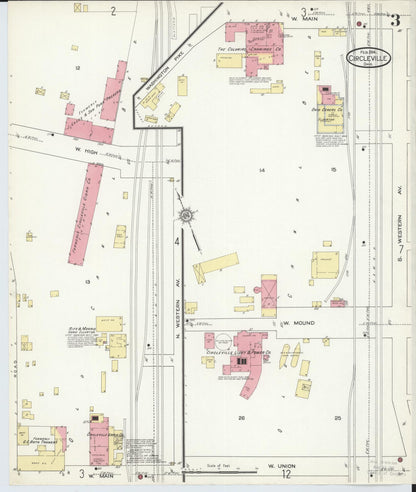 Sanborn Fire Insurance Map from Circleville, Pickaway County, Ohio (1914), Sheet #0003 - Complete Map Set gallery image, historic Sanborn map, vintage wall art, Ohio Ohio
