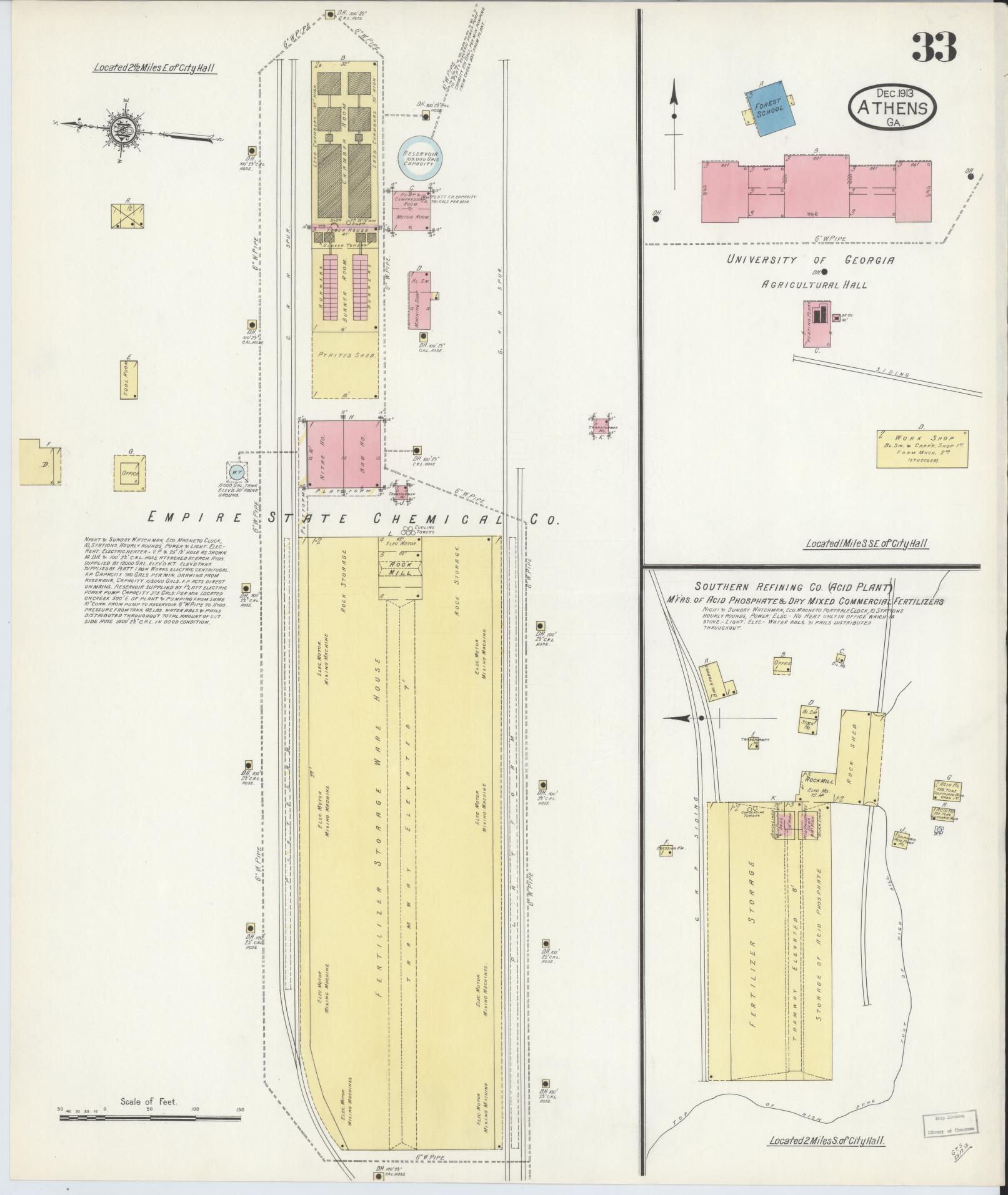 Sanborn Fire Insurance Map from Athens, Clarke County, Georgia (1913), Sheet #0033 - Historic Sanborn Fire Insurance Map Print, vintage old map wall art, antique decor, genealogy gift, Georgia Georgia map
