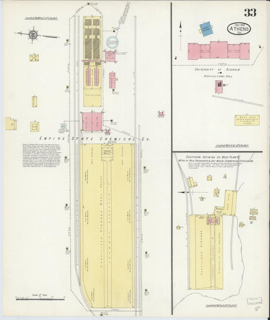 Sanborn Fire Insurance Map from Athens, Clarke County, Georgia (1913), Sheet #0033 - Historic Sanborn Fire Insurance Map Print, vintage old map wall art, antique decor, genealogy gift, Georgia Georgia map