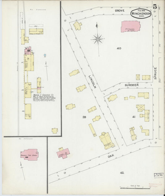 Sanborn Fire Insurance Map from Winchendon, Worcester County, Massachusetts (1892), Sheet #0005 - Historic Sanborn Fire Insurance Map Print, vintage old map wall art, antique decor, genealogy gift, Massachusetts Massachusetts map