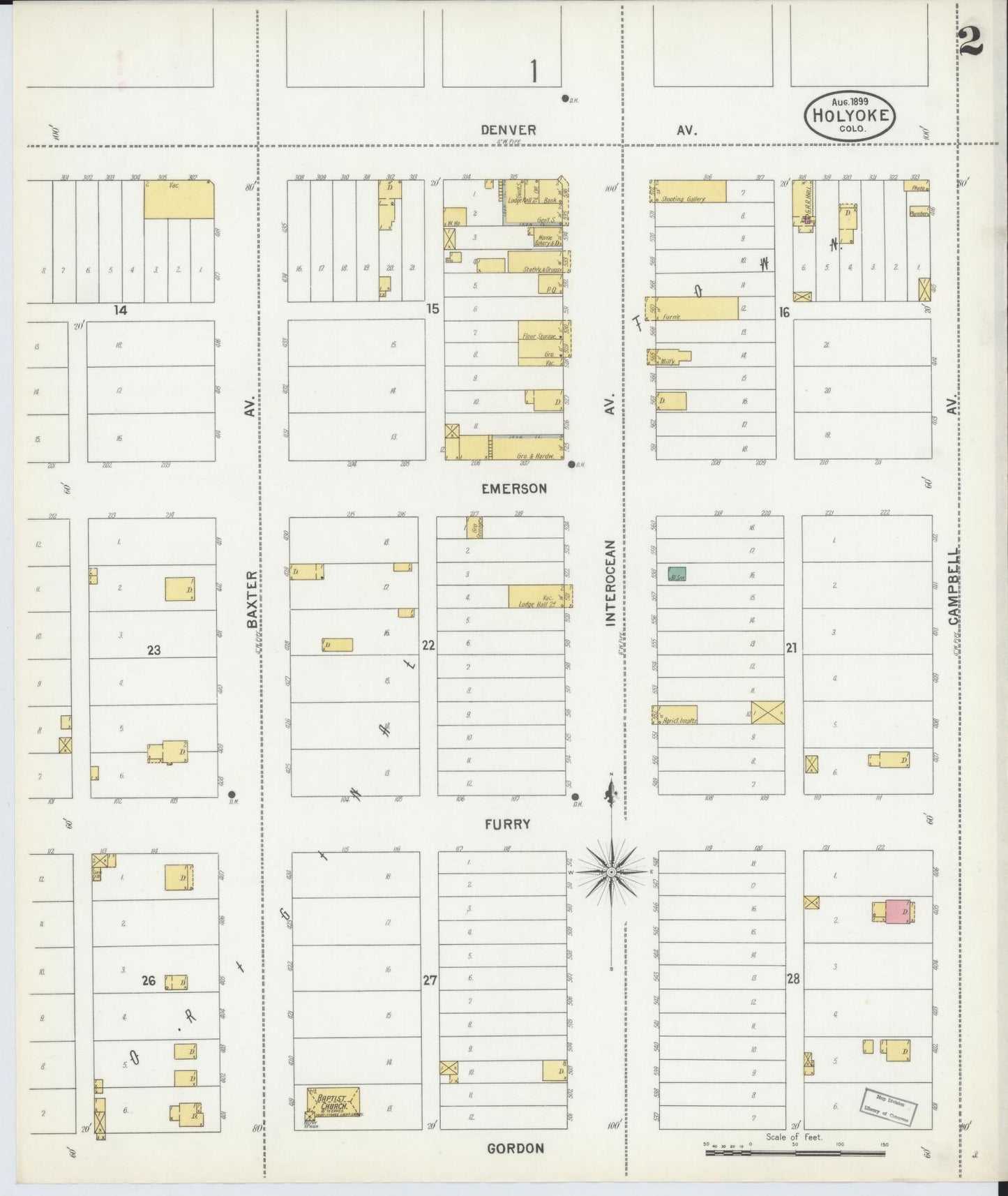 Sanborn Fire Insurance Map from Holyoke, Phillips County, Colorado (1899), Sheet #0002 - Historic Sanborn Fire Insurance Map Print, vintage old map wall art, antique decor, genealogy gift, Colorado Colorado map