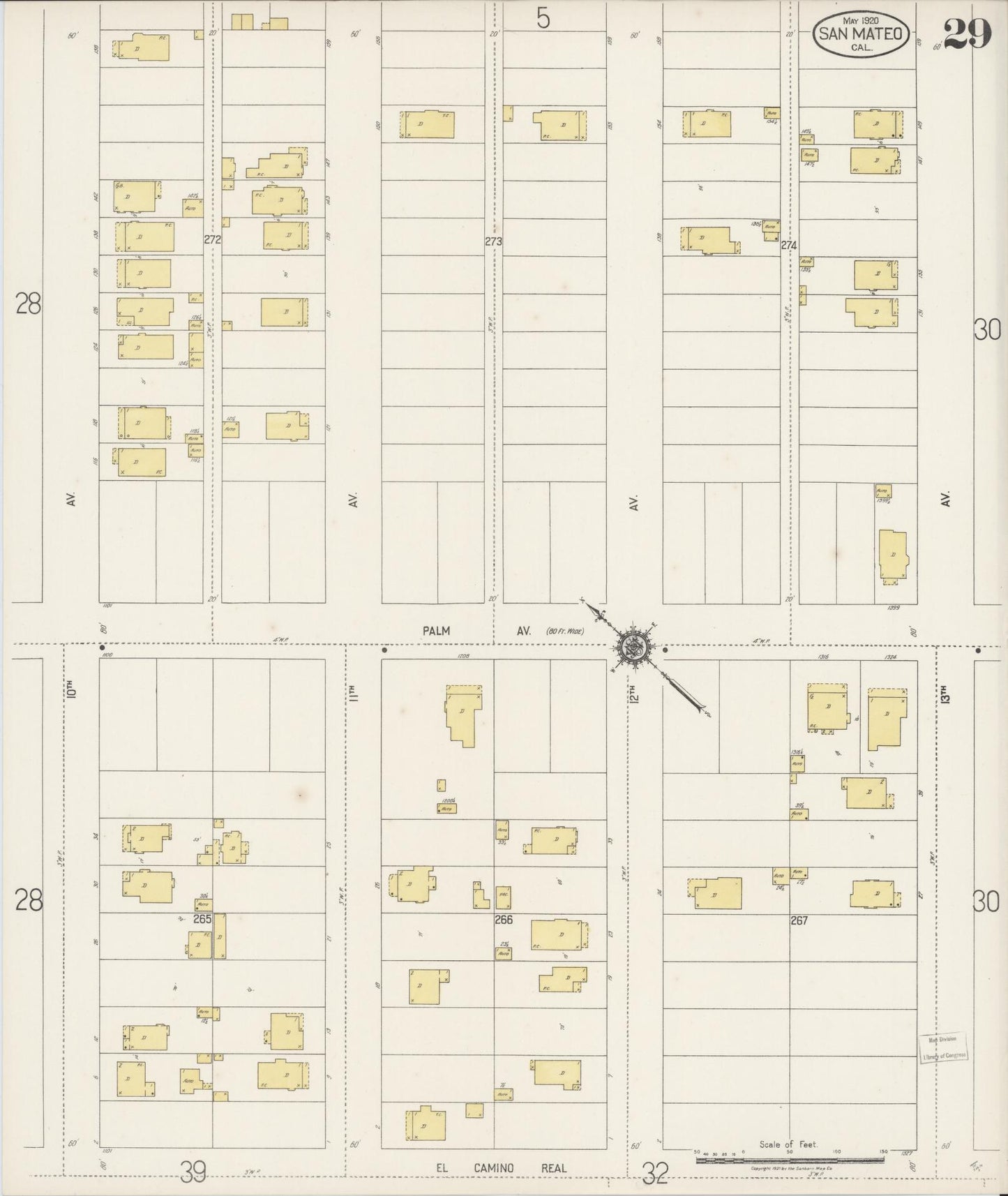 Sanborn Fire Insurance Map from San Mateo, San Mateo County, California (1920), Sheet #0029 - Complete Map Set gallery image, historic Sanborn map, vintage wall art, California California