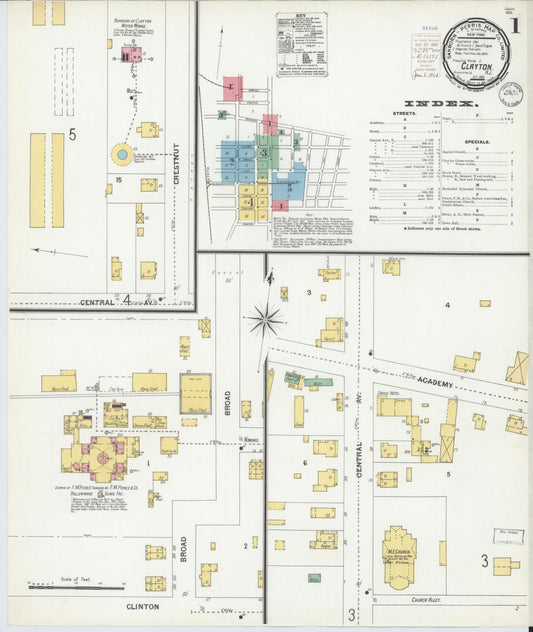 Sanborn Fire Insurance Map from Clayton, Gloucester County, New Jersey (1900), Sheet #0001 - Historic Sanborn Fire Insurance Map Print, vintage old map wall art, antique decor, genealogy gift, New Jersey New Jersey map
