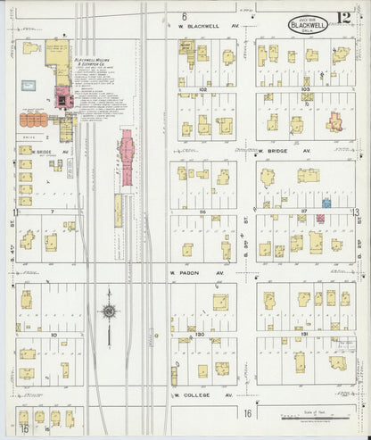 Sanborn Fire Insurance Map from Blackwell, Kay County, Oklahoma (1918), Sheet #0012 - Complete Map Set gallery image, historic Sanborn map, vintage wall art, Oklahoma Oklahoma