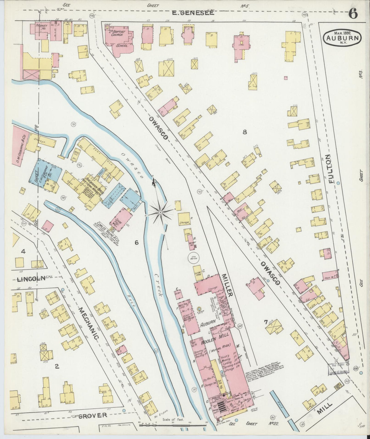 Sanborn Fire Insurance Map from Auburn, Cayuga County, New York (1892), Sheet #0006 - Complete Map Set gallery image, historic Sanborn map, vintage wall art, New York New York