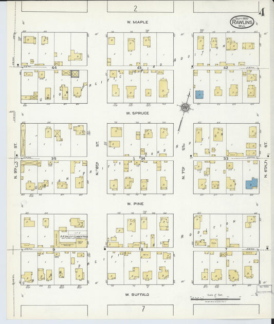 Sanborn Fire Insurance Map from Rawlins, Carbon County, Wyoming (1920), Sheet #0004 - Historic Sanborn Fire Insurance Map Print, vintage old map wall art, antique decor, genealogy gift, Wyoming Wyoming map
