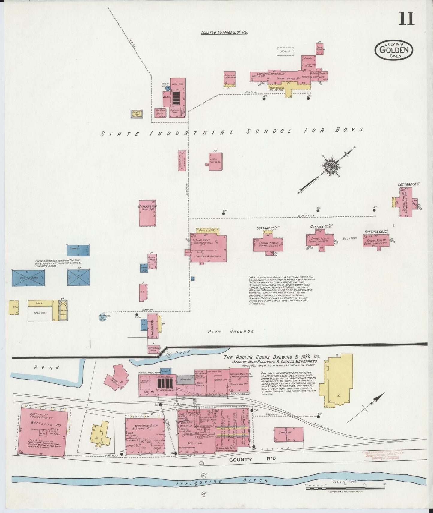 Sanborn Fire Insurance Map from Golden, Jefferson County, Colorado (1919), Sheet #0011 - Historic Sanborn Fire Insurance Map Print, vintage old map wall art, antique decor, genealogy gift, Colorado Colorado map