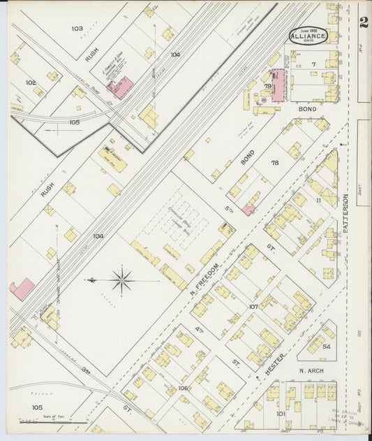Sanborn Fire Insurance Map from Alliance, Stark County, Ohio (1892), Sheet #0002 - Historic Sanborn Fire Insurance Map Print, vintage old map wall art, antique decor, genealogy gift, Ohio Ohio map