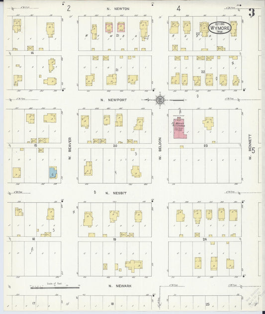 Sanborn Fire Insurance Map from Wymore, Gage County, Nebraska (1912), Sheet #0003 - Historic Sanborn Fire Insurance Map Print, vintage old map wall art, antique decor, genealogy gift, Nebraska Nebraska map