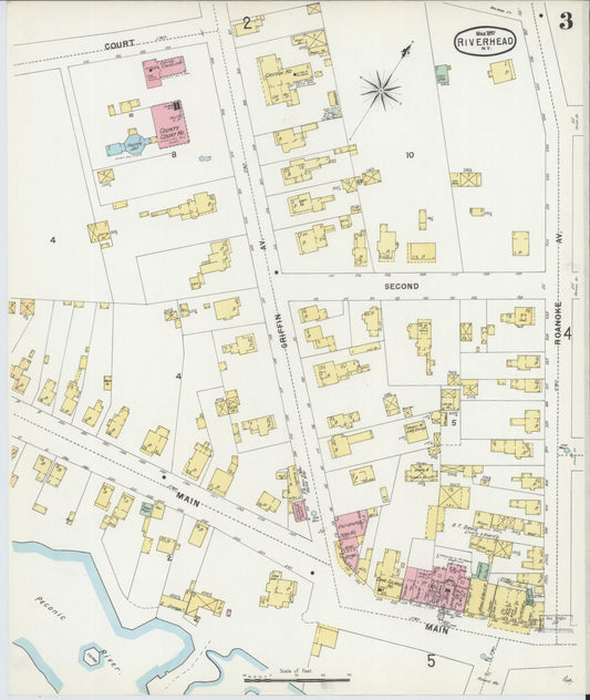Sanborn Fire Insurance Map from Riverhead, Suffolk County, New York (1897), Sheet #0003 - Historic Sanborn Fire Insurance Map Print, vintage old map wall art, antique decor, genealogy gift, New York New York map