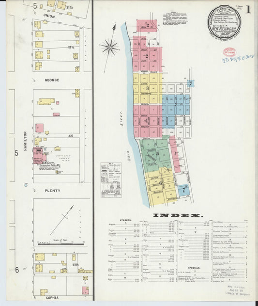 Sanborn Fire Insurance Map from New Richmond, Clermont County, Ohio (1897), Sheet #0001 - Historic Sanborn Fire Insurance Map Print, vintage old map wall art, antique decor, genealogy gift, Ohio Ohio map