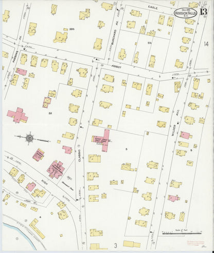 Sanborn Fire Insurance Map from Hoosick Falls, Rensselaer County, New York (1910), Sheet #0013 - Complete Map Set gallery image, historic Sanborn map, vintage wall art, New York New York