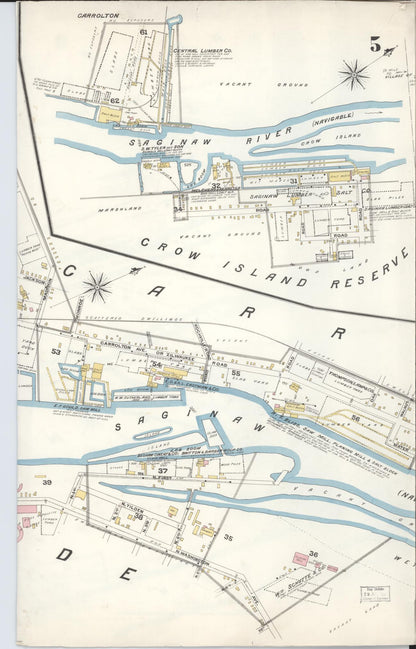 Sanborn Fire Insurance Map from Saginaw, Saginaw County, Michigan (1895), Sheet #0005 - Historic Sanborn Fire Insurance Map Print, vintage old map wall art, antique decor, genealogy gift, Michigan Michigan map