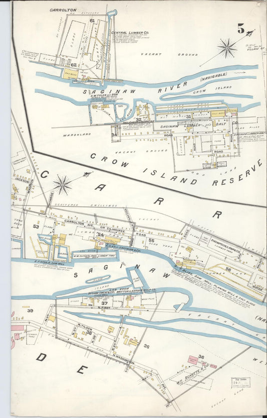 Sanborn Fire Insurance Map from Saginaw, Saginaw County, Michigan (1895), Sheet #0005 - Historic Sanborn Fire Insurance Map Print, vintage old map wall art, antique decor, genealogy gift, Michigan Michigan map