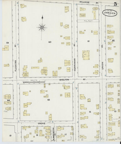 Sanborn Fire Insurance Map from Jamaica, Queens County, New York (1891), Sheet #0005 - Historic Sanborn Fire Insurance Map Print, vintage old map wall art, antique decor, genealogy gift, New York New York map