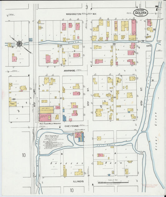Sanborn Fire Insurance Map from Golden, Jefferson County, Colorado (1919), Sheet #0007 - Historic Sanborn Fire Insurance Map Print, vintage old map wall art, antique decor, genealogy gift, Colorado Colorado map