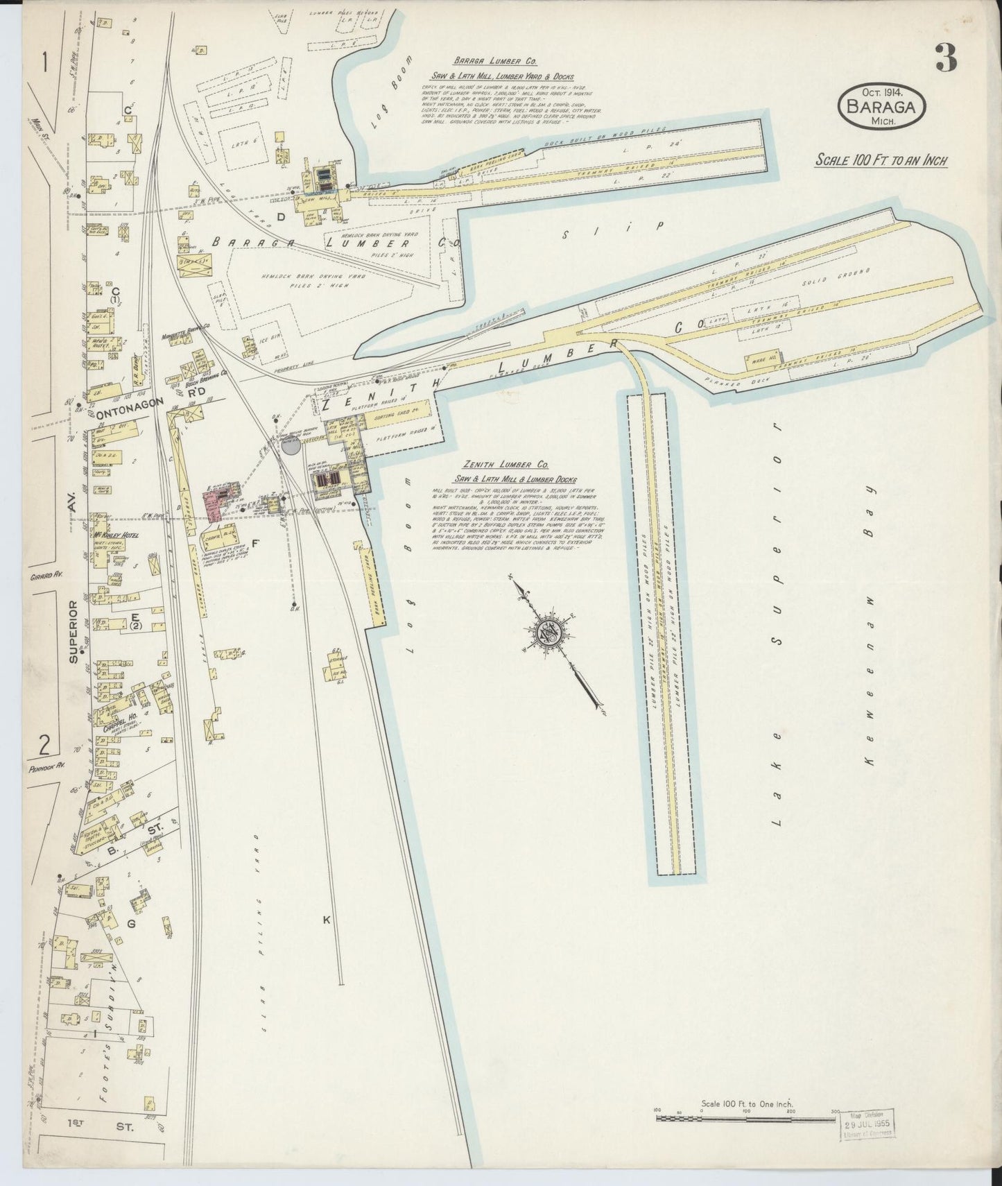 Sanborn Fire Insurance Map from Baraga, Baraga County, Michigan (1914), Sheet #0003 - Complete Map Set gallery image, historic Sanborn map, vintage wall art, Michigan Michigan