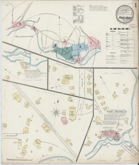 Sanborn Fire Insurance Map from Philmont, Columbia County, New York (1887), Sheet #0001 - Complete Map Set gallery image, historic Sanborn map, vintage wall art, New York New York