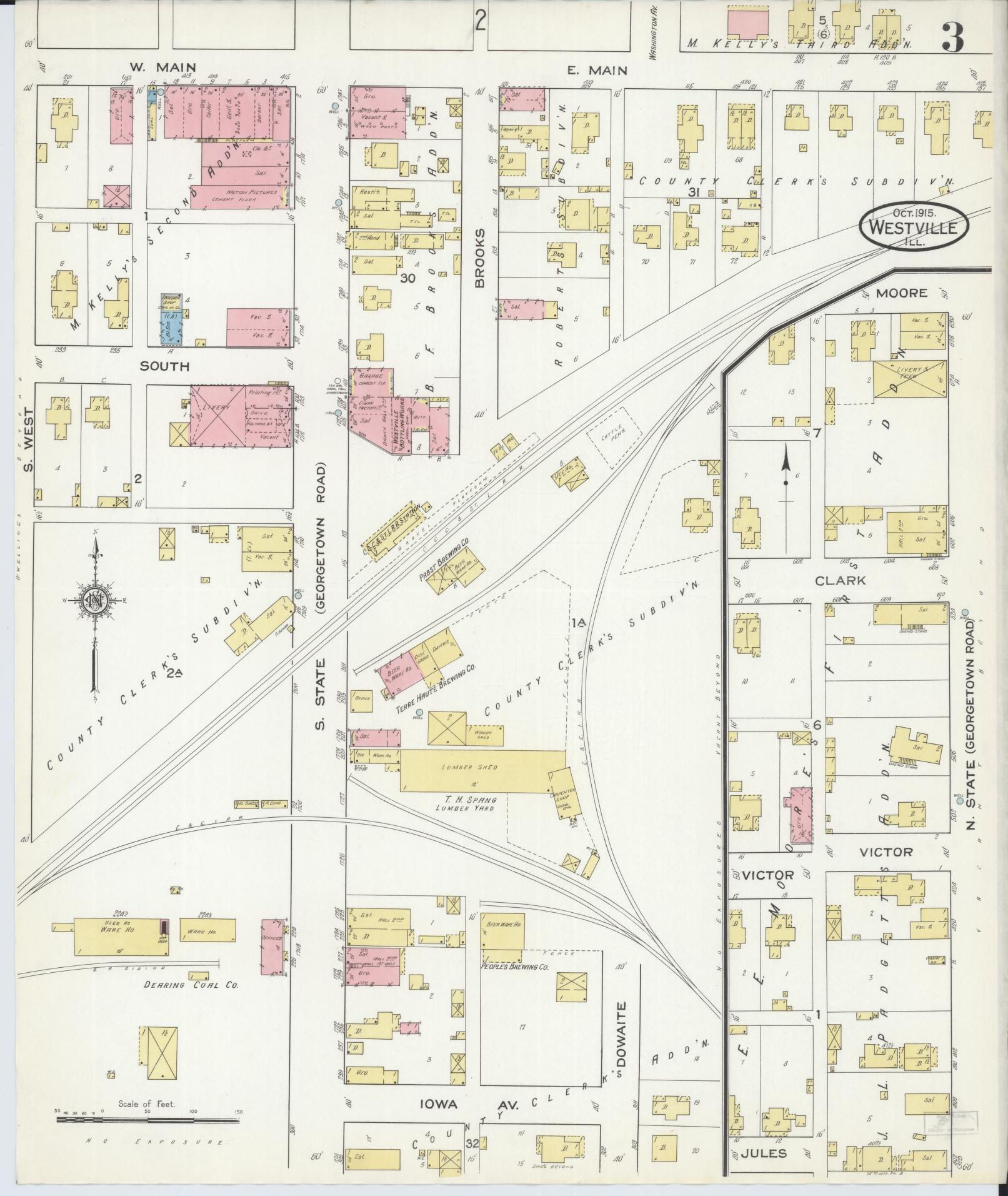 Sanborn Fire Insurance Map from Westville, Vermilion County, Illinois (1915), Sheet #0003 - Historic Sanborn Fire Insurance Map Print, vintage old map wall art, antique decor, genealogy gift, Illinois Illinois map