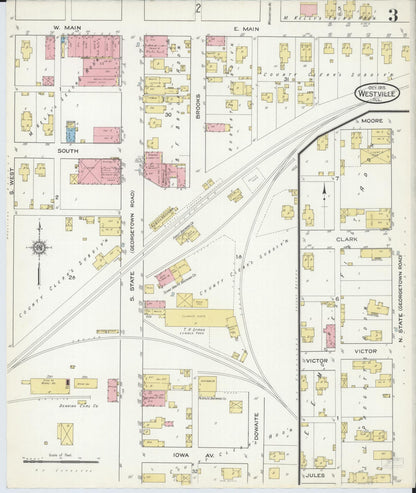 Sanborn Fire Insurance Map from Westville, Vermilion County, Illinois (1915), Sheet #0003 - Historic Sanborn Fire Insurance Map Print, vintage old map wall art, antique decor, genealogy gift, Illinois Illinois map