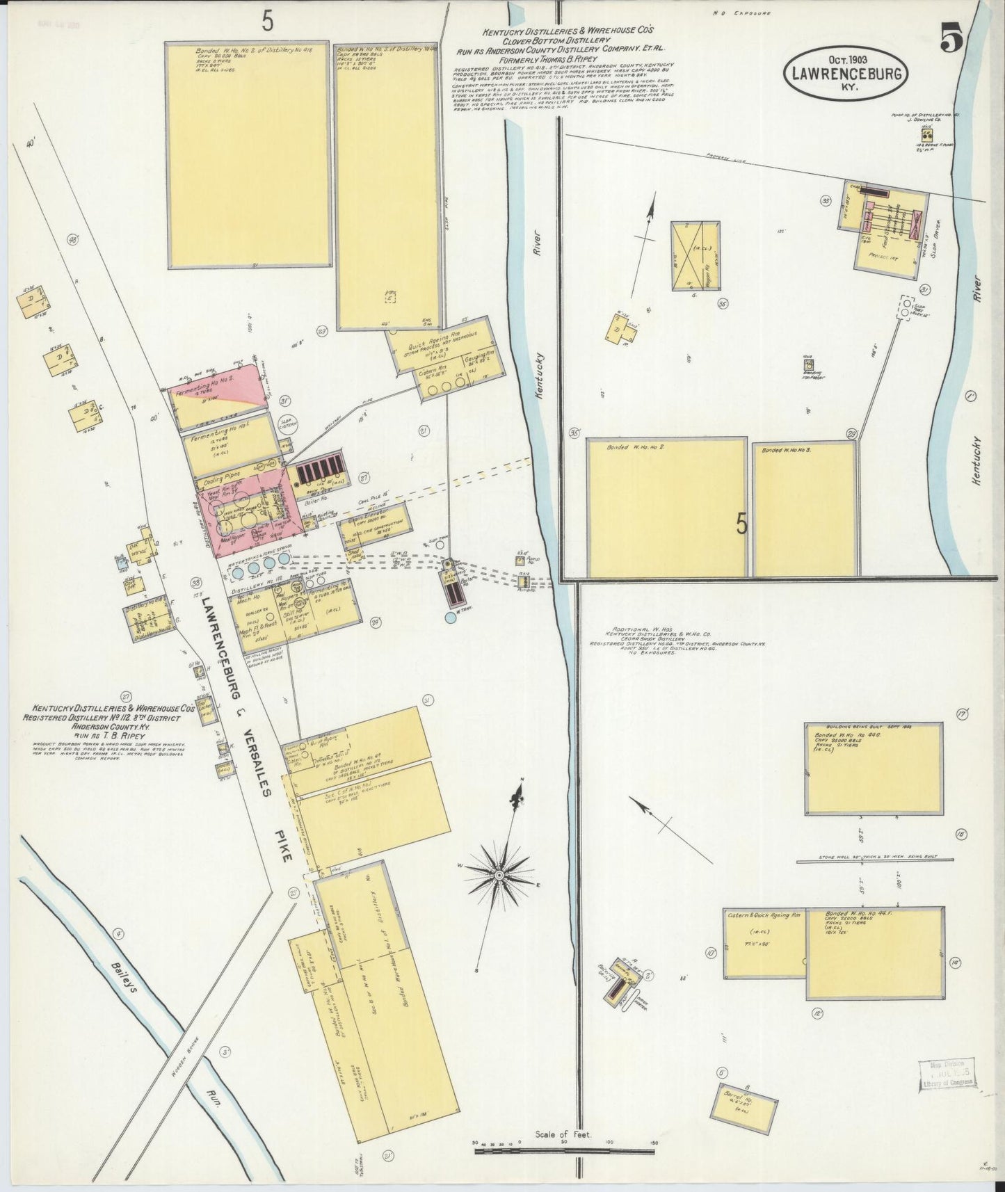 Sanborn Fire Insurance Map from Lawrenceburg, Anderson County, Kentucky (1903), Sheet #0005 - Complete Map Set gallery image, historic Sanborn map, vintage wall art, Kentucky Kentucky