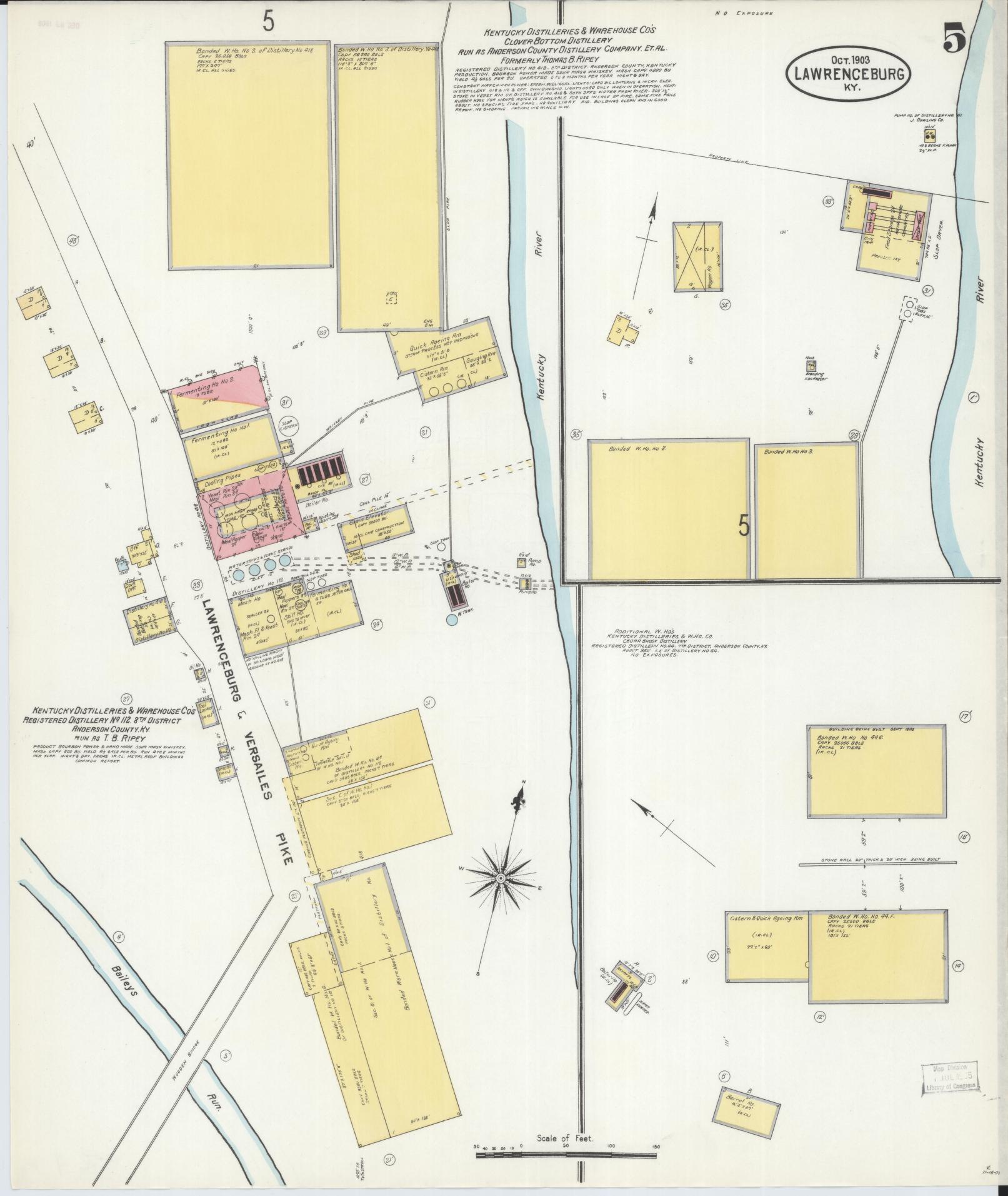 Sanborn Fire Insurance Map from Lawrenceburg, Anderson County, Kentucky (1903), Sheet #0005 - Complete Map Set gallery image, historic Sanborn map, vintage wall art, Kentucky Kentucky