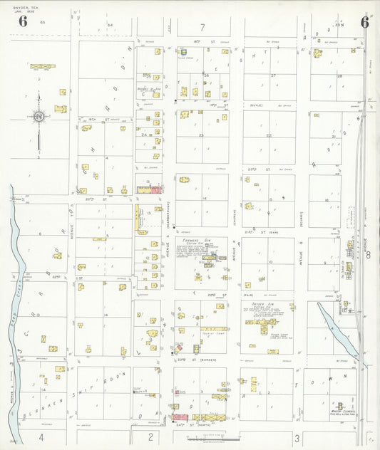 Sanborn Fire Insurance Map from Snyder, Scurry County, Texas (1936), Sheet #0006 - Historic Sanborn Fire Insurance Map Print, vintage old map wall art, antique decor, genealogy gift, Texas Texas map