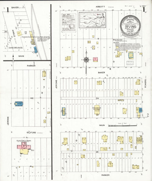 Sanborn Fire Insurance Map from Irving, Marshall County, Kansas (1927), Sheet #0001 - Complete Map Set gallery image, historic Sanborn map, vintage wall art, Kansas Kansas