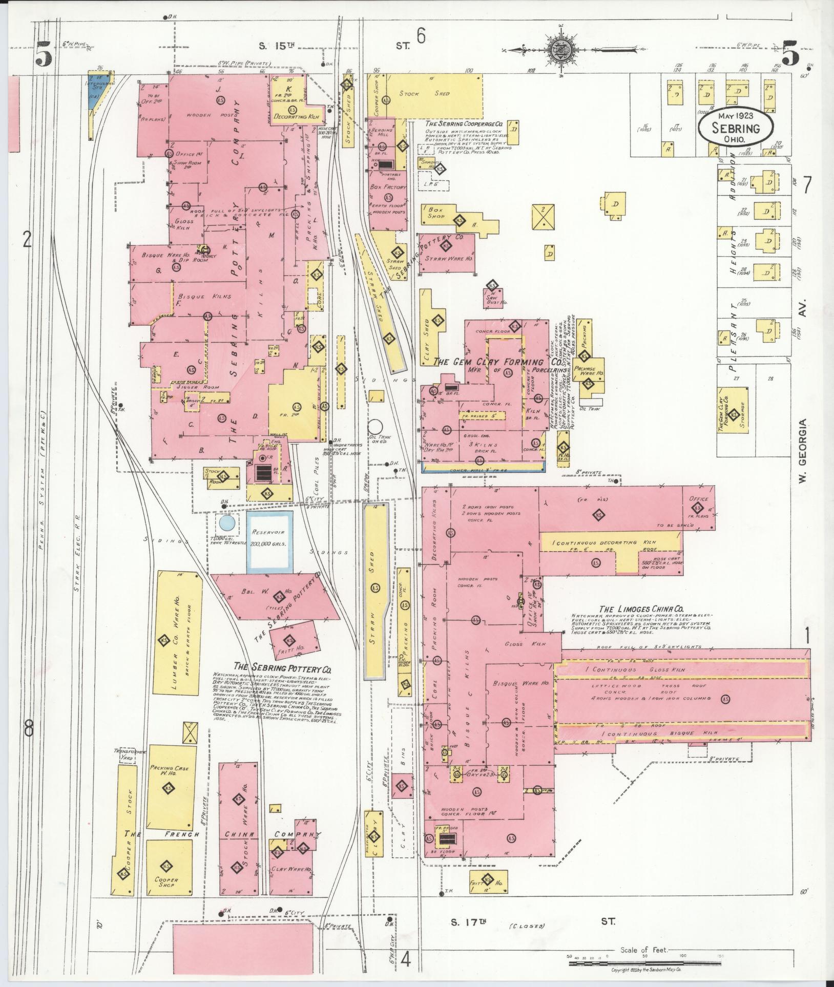 Sanborn Fire Insurance Map from Sebring, Mahoning County, Ohio (1923), Sheet #0005 - Complete Map Set gallery image, historic Sanborn map, vintage wall art, Ohio Ohio